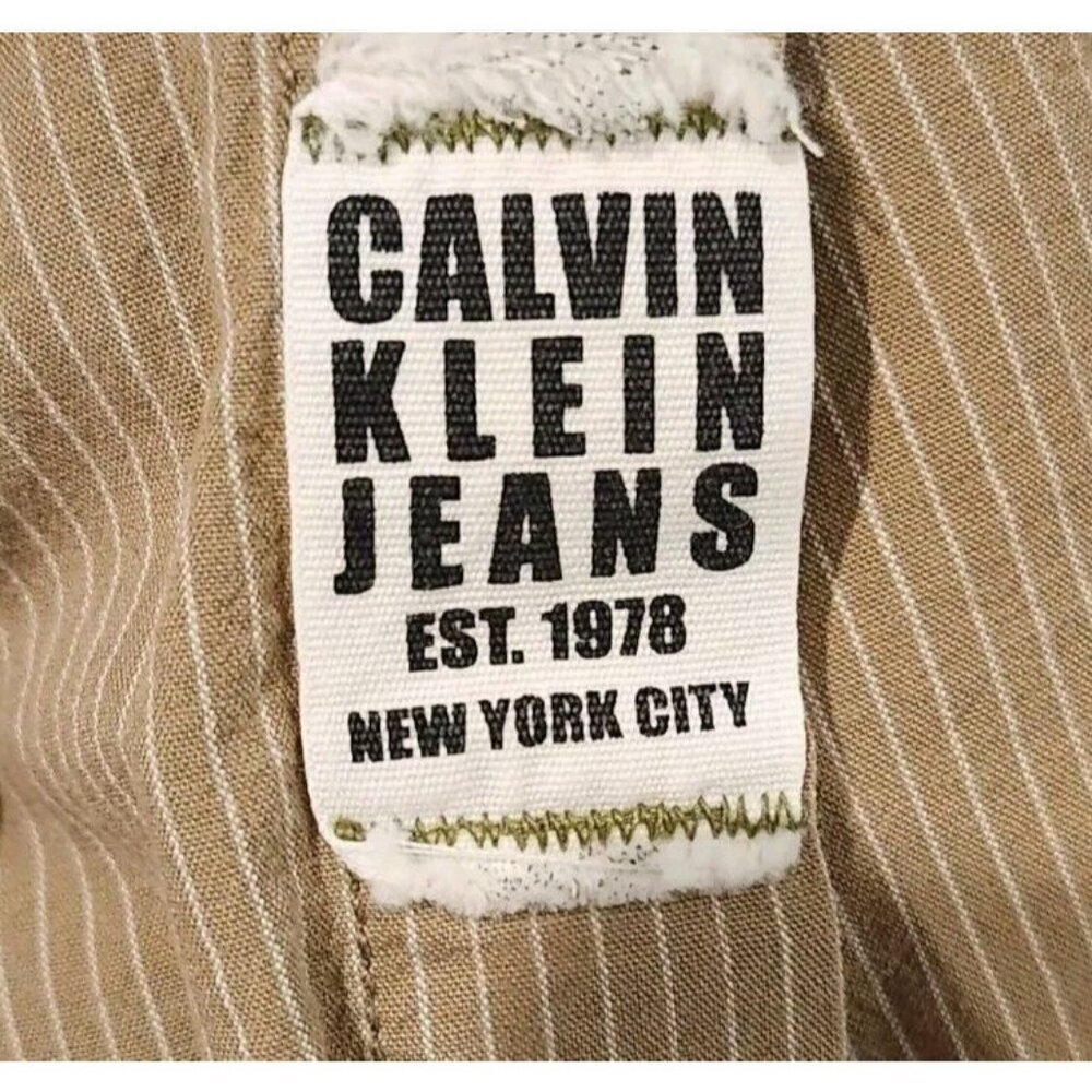 🪻BOGO🪻 CALVIN KLEIN JEANS 100% Cotton Tan Long Sleeve Button Down Shirt‎ XL - Picture 4 of 9